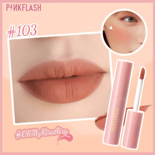 Son kem lì Pinkflash dòng Kiss Air 24g chống thấm nước 16 tông màu hai công dụng cho môi và má